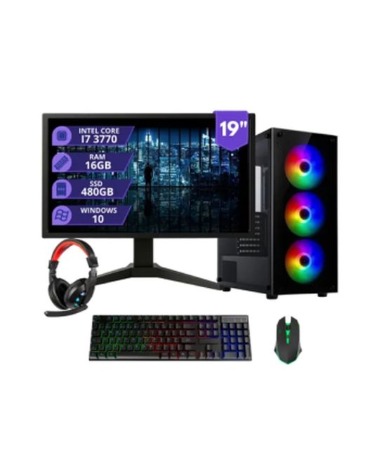 PC Gamer Completo i7 3770 16GB SSD 480GB + Monitor 19"