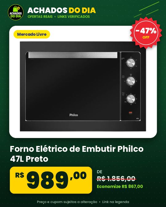 Forno Elétrico de Embutir Philco 47L PFE47A Preto