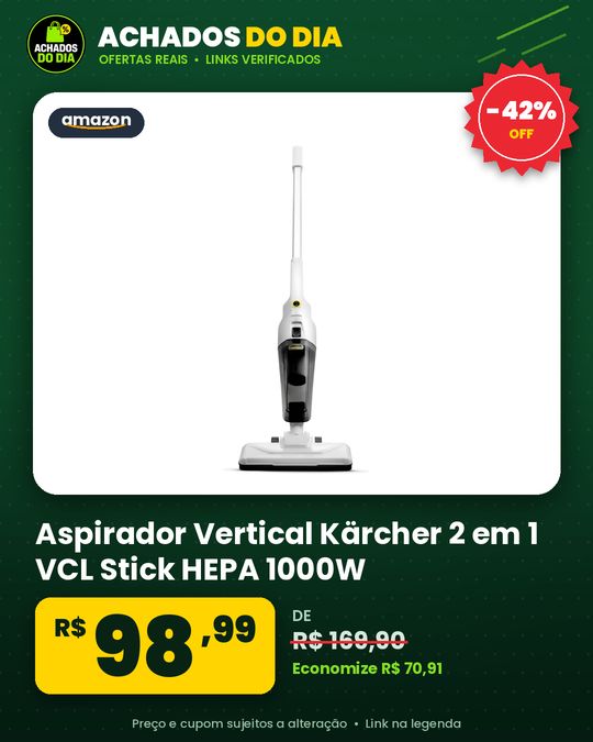 Kärcher Aspirador de Pó Vertical 2 em 1 VCL Stick HEPA 1000W 220V