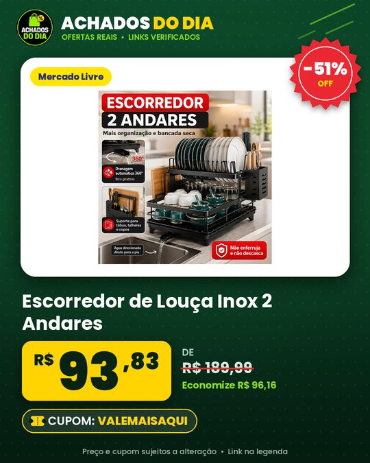 Escorredor de Louça Inox 2 Andares