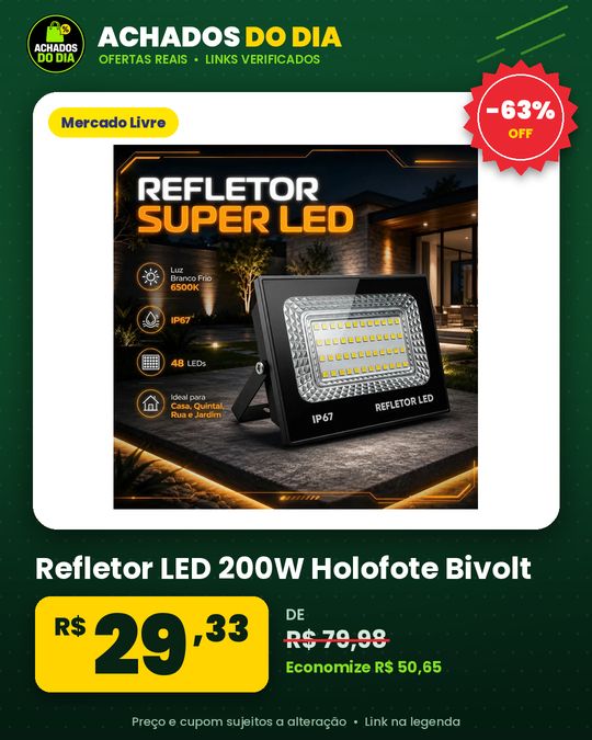 Kit 2 Refletor LED 200W Holofote Bivolt
