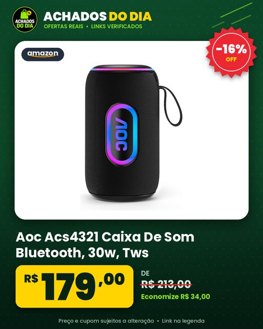 Aoc Acs4321 Caixa De Som Bluetooth, 30w, Tws