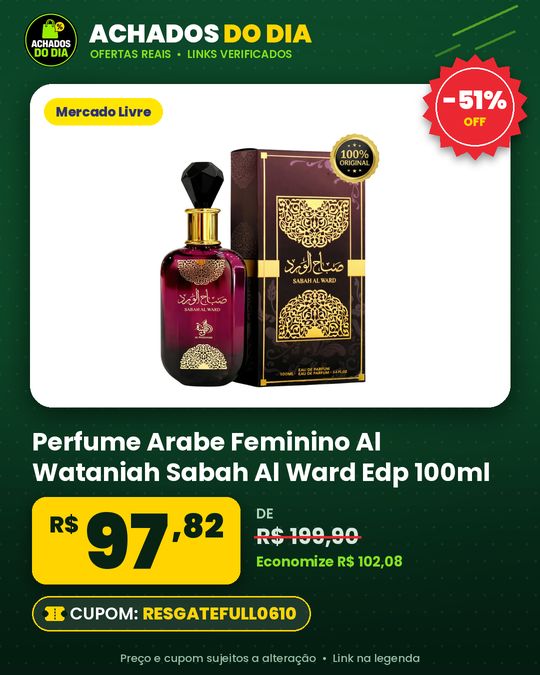 Perfume Arabe Feminino Al Wataniah Sabah Al Ward Edp 100ml