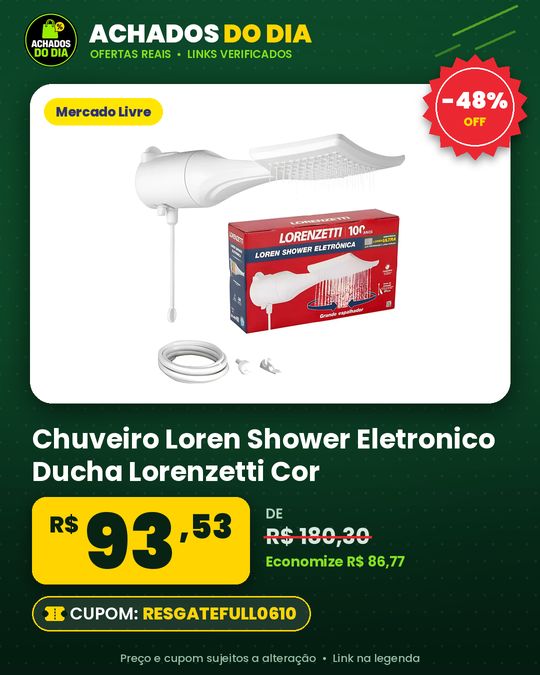 Chuveiro Loren Shower Eletronico Ducha Lorenzetti Cor Branco Potência 5500 W Voltagem 127