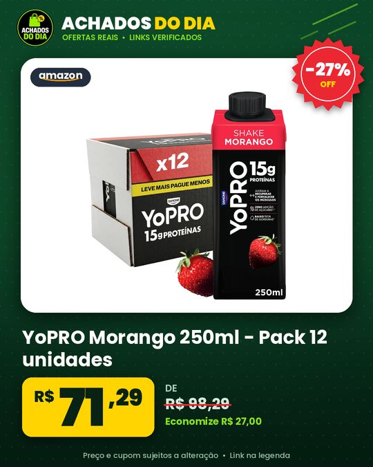 YoPRO Bebida Láctea UHT Morango, 15g Proteínas, 250ml