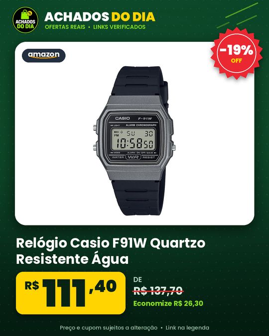 Relógio Casio F91W Quartzo Resistente Água