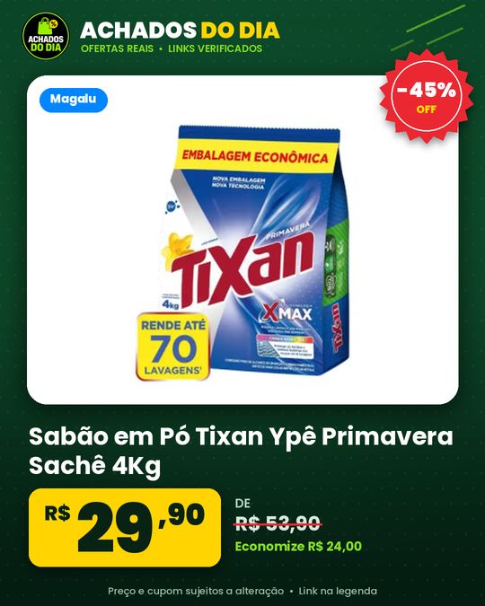 Sabão em Pó Tixan Ypê Primavera Sachê 4Kg