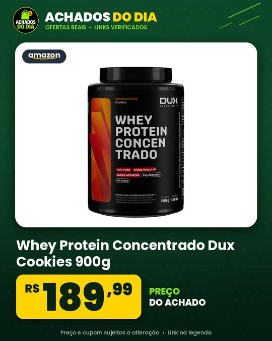 Whey Protein Concentrado Cookies Pote 900g Contribui para o Ganho Muscular Hipertrofia Dux Human Health