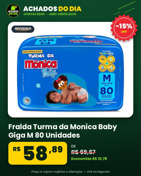 Fralda Turma da Monica Baby Giga M 80 Unidades