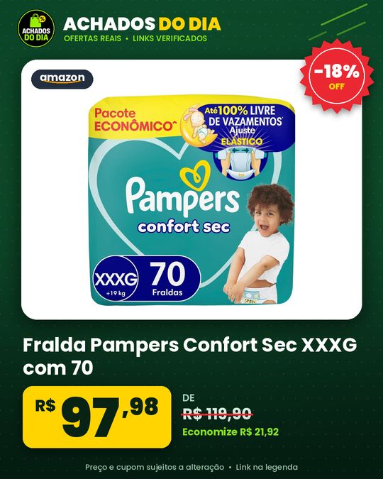 Fralda Pampers Confort Sec XXXG com 70