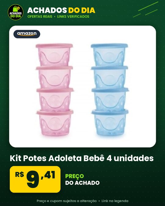 Kit Potes Adoleta Bebê 4 unidades