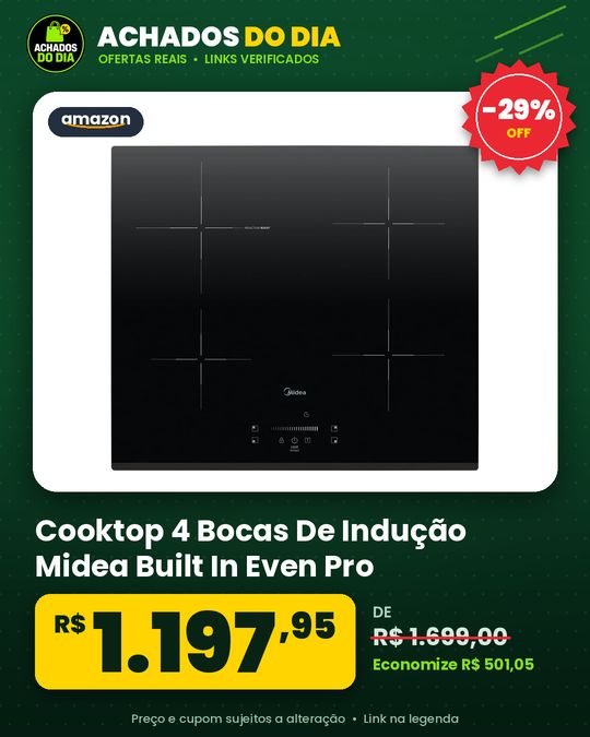 Cooktop 4 Bocas De Indução Midea Built In Even Pro