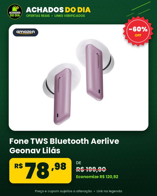 Fone TWS Bluetooth Aerlive Geonav Lilás