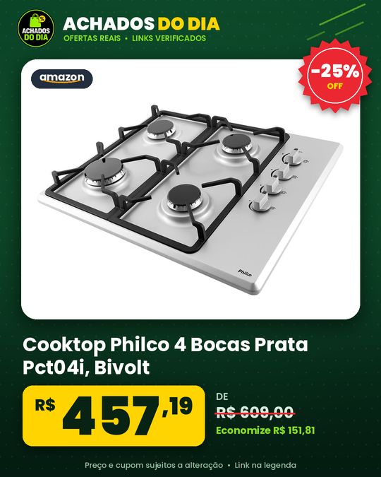 Cooktop Philco 4 Bocas Prata Pct04i – Bivolt