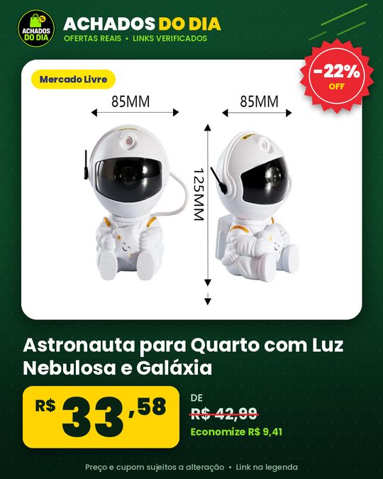Astronauta para Quarto com Luz Nebulosa e Galáxia