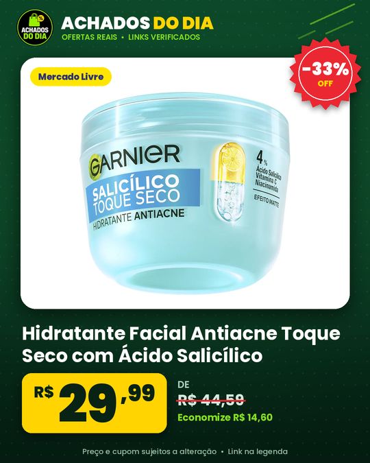 Hidratante Facial Antiacne Toque Seco com Ácido Salicílico Uniformiza a Pele Reduz Imperfeições e Controla a Oleos