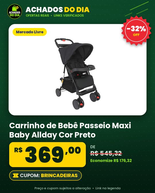 Carrinho de Bebê Passeio Maxi Baby Allday Cor Preto