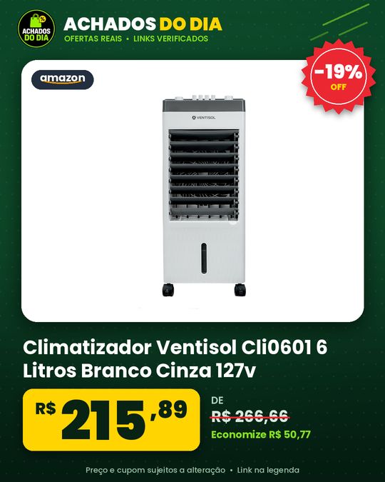 Climatizador Ventisol Cli0601 6 Litros Branco Cinza 127v