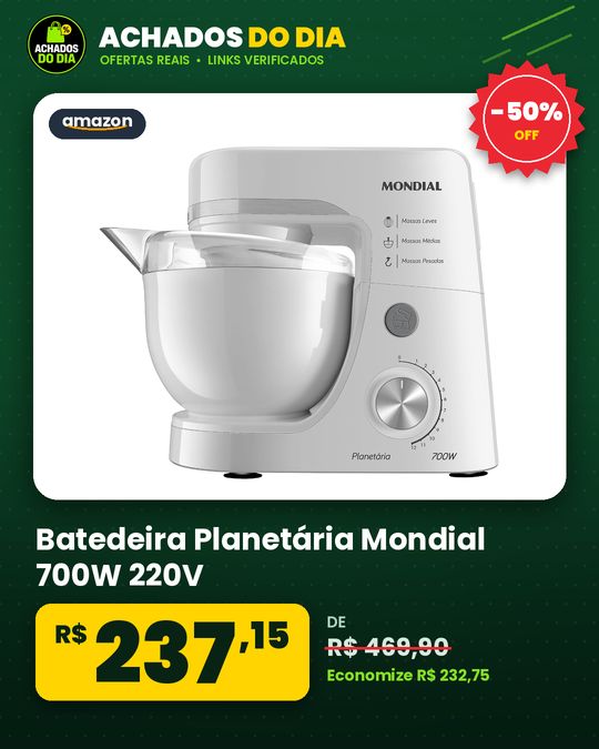Batedeira Planetária, Mondial, Branco, 700w, 220v - Bp-03-w