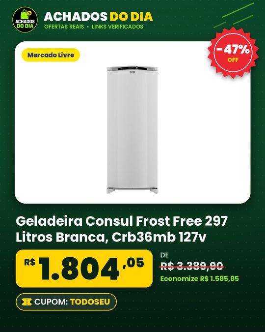 Geladeira Consul Frost Free 297 Litros Branca - Crb36mb 127v