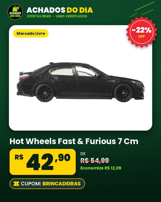 Hot Wheels Fast & Furious 7 Cm, Colecionável Premium. Hot Wheels Fast & Furious Multicolor