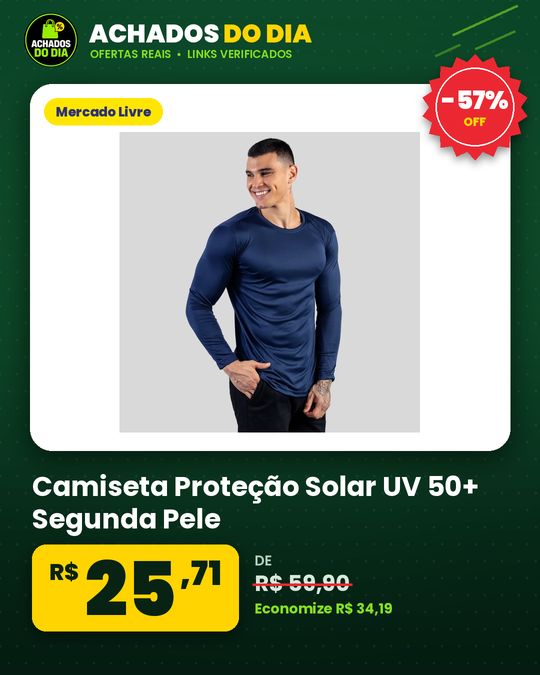 Camiseta Proteção Solar Uv 50+ Segunda Pele Unissex Leve