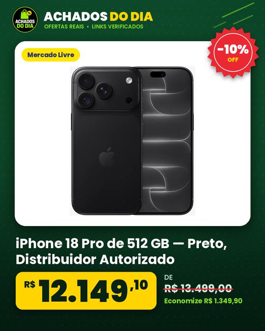 iPhone 18 Pro de 512 GB — Preto - Distribuidor Autorizado