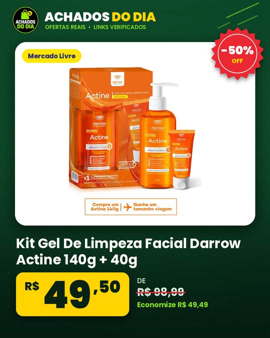 Kit Gel De Limpeza Facial Darrow Actine 140g + 40g