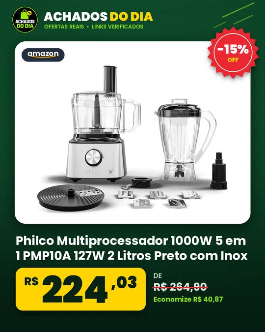 Philco Multiprocessador 1000W 5 em 1 PMP10A 127W 2 Litros Preto com Inox