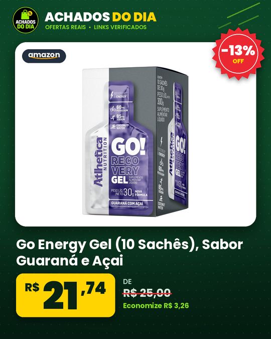 Go Energy Gel (10 Sachês) - Sabor Guaraná e Açai, Atlhetica Nutrition, Roxo