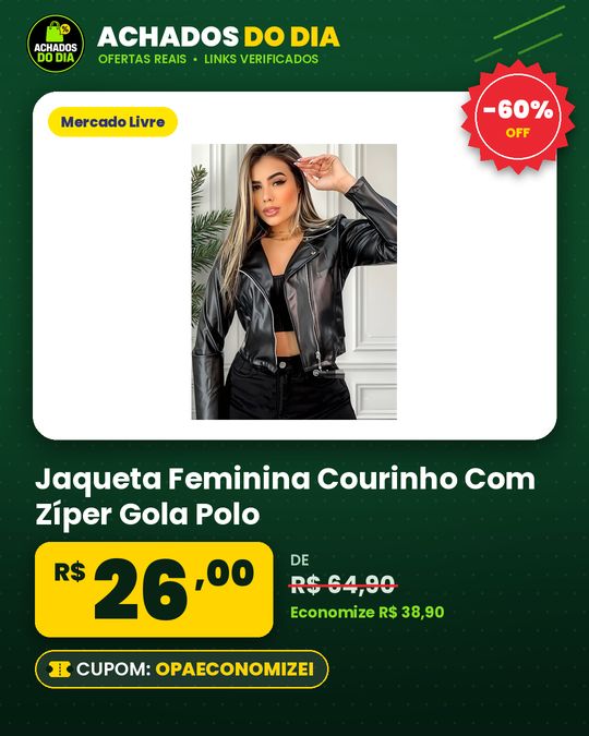 Jaqueta Feminina Courinho Com Zíper Gola Polo