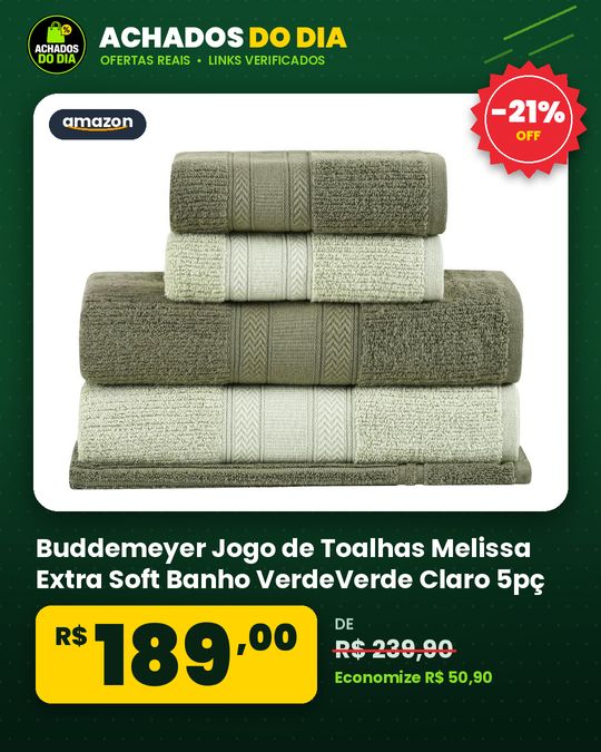 Buddemeyer Jogo de Toalhas Melissa Extra Soft Banho VerdeVerde Claro 5pç