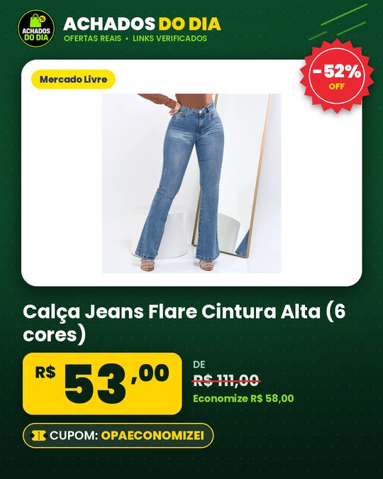 Calça Jeans Flare Cintura Alta (6 cores)