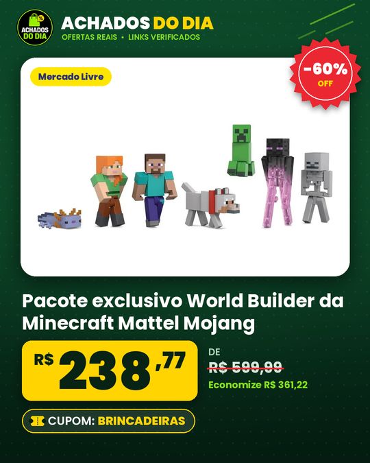 Pacote exclusivo World Builder da Minecraft Mattel Mojang