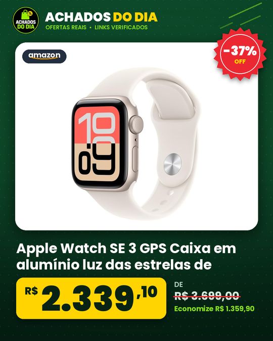 Apple Watch SE 3 GPS Caixa em alumínio luz das estrelas de 44 mm com Bracelete desportiva luz das estrelas, MG