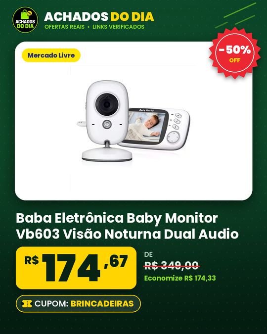 Baba Eletrônica Baby Monitor Vb603 Visão Noturna Dual Audio Cor Branco Estary Shop