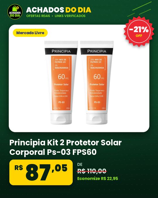 Principia Kit 2 Protetor Solar Corporal Ps-03 FPS60
