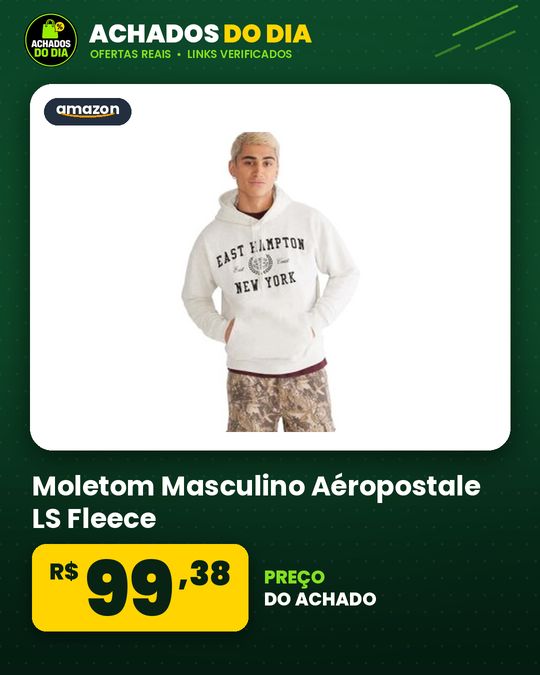 Moletom Masculino Aéropostale LS Fleece - Cinza Claro Mesclado
