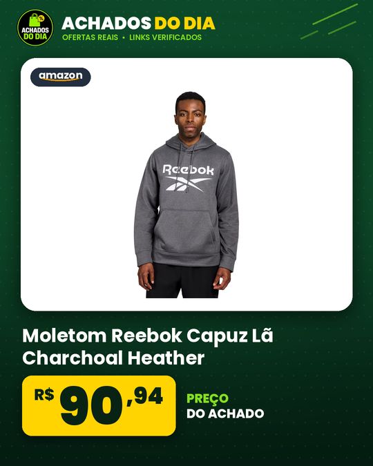 Moletom Reebok Capuz Lã Charchoal Heather