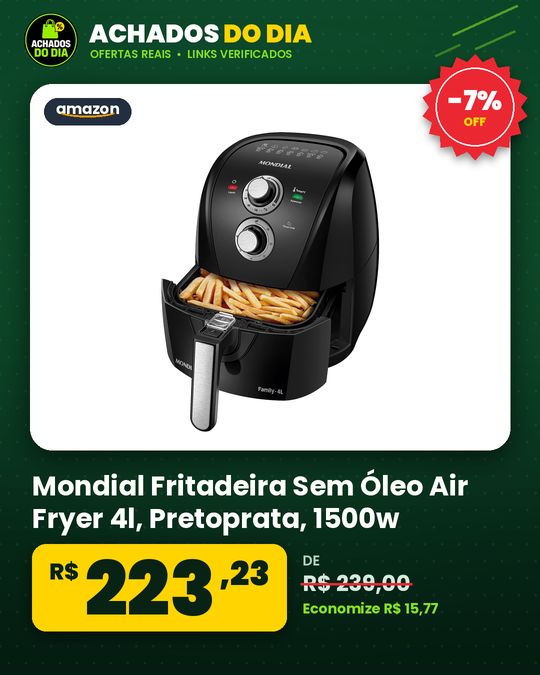 Mondial Fritadeira Sem Óleo Air Fryer 4l, Pretoprata, 1500w, 110v - Afn-40-bfs