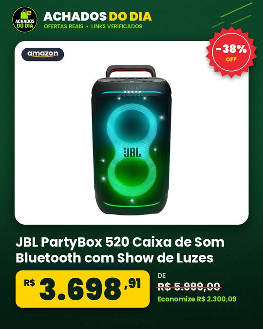 JBL PartyBox 520 Caixa de Som Bluetooth com Show de Luzes - Preto