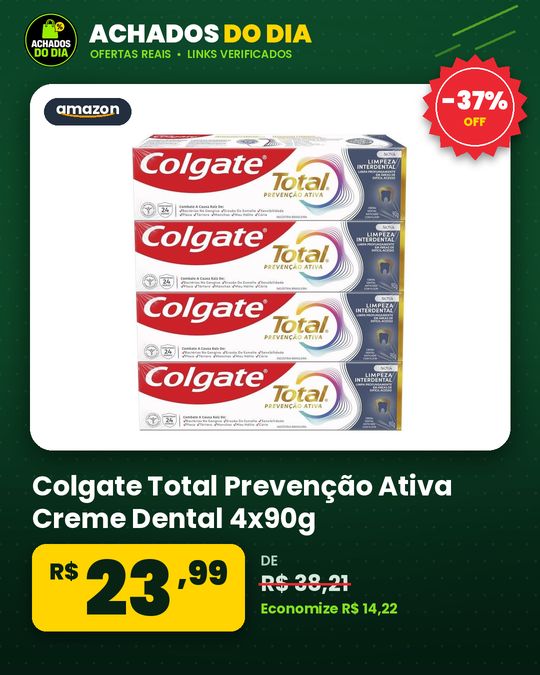 Colgate Total Prevenção Ativa Creme Dental 4x90g
