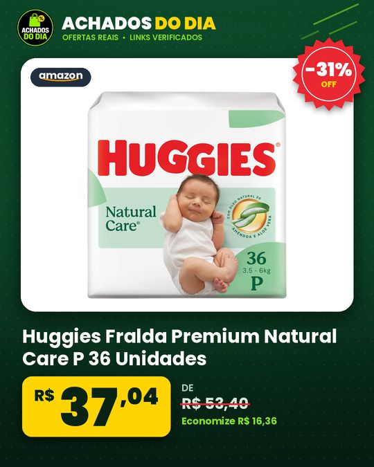 Huggies Fralda Premium Natural Care P 36 Unidades