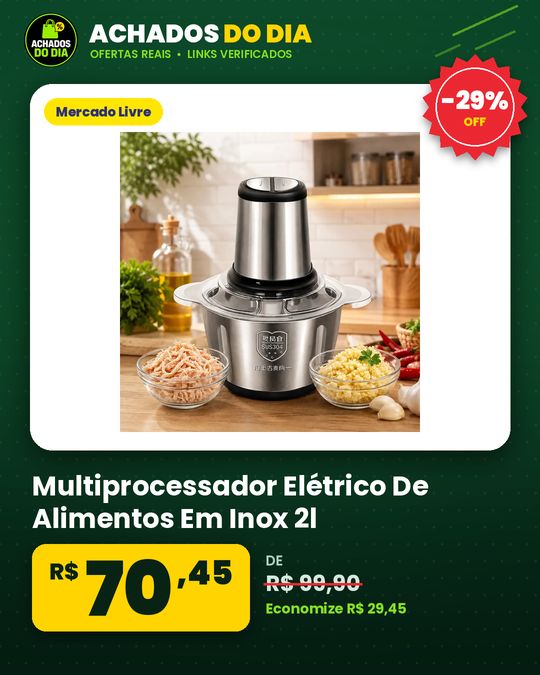 Multiprocessador Elétrico De Alimentos Em Inox 2l Triturador De Alho Tempero Processador De Carne E Legumes Multifuncio