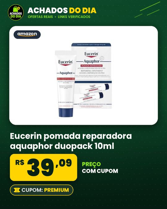 Eucerin pomada reparadora aquaphor duopack 10ml, hidratacao intensiva, hidratante labial