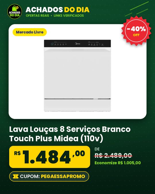 Lava Louças 8 Serviços Branco Touch Plus Midea (110v)