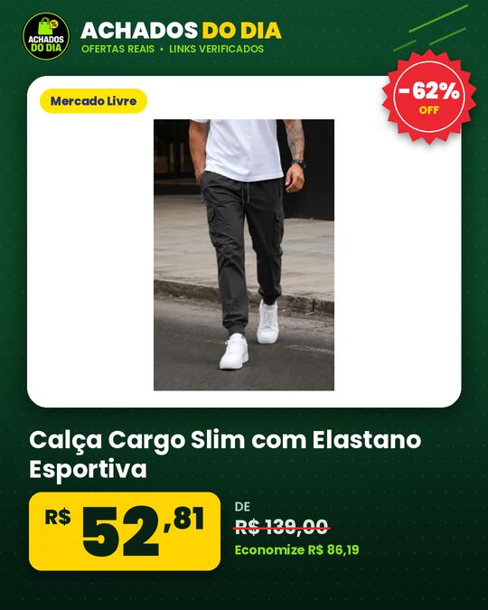 Calça Cargo Slim com Elastano Esportiva