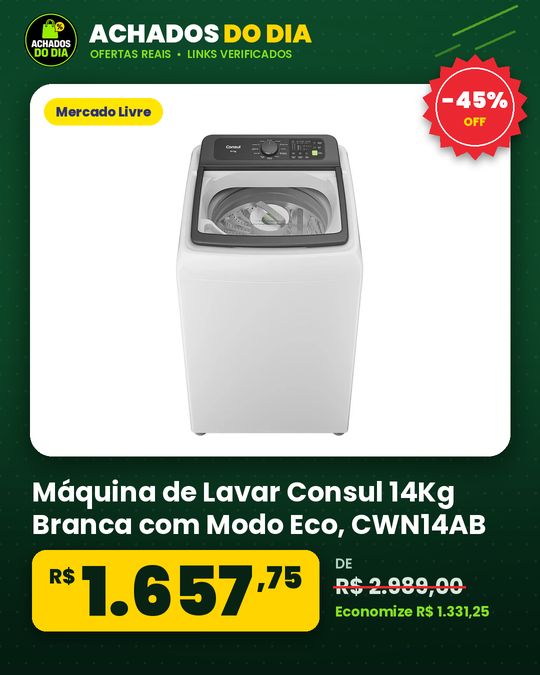 Máquina de Lavar Consul 14Kg Branca com Modo Eco - CWN14AB