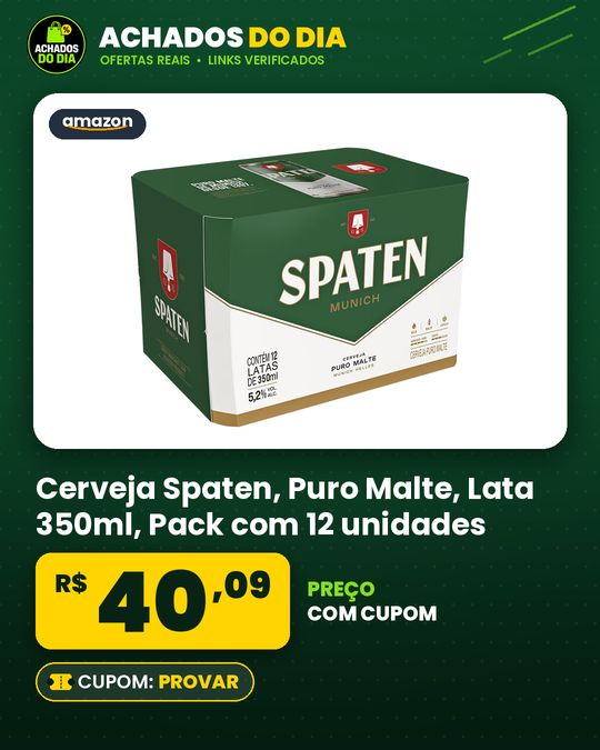 Cerveja Spaten, Puro Malte, Lata 350ml, Pack com 12 unidades