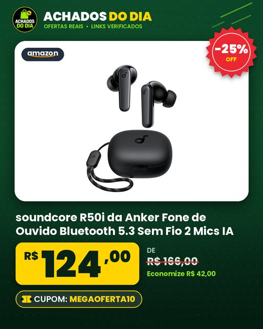 soundcore R50i da Anker Fone de Ouvido Bluetooth 5.3 Sem Fio 2 Mics IA